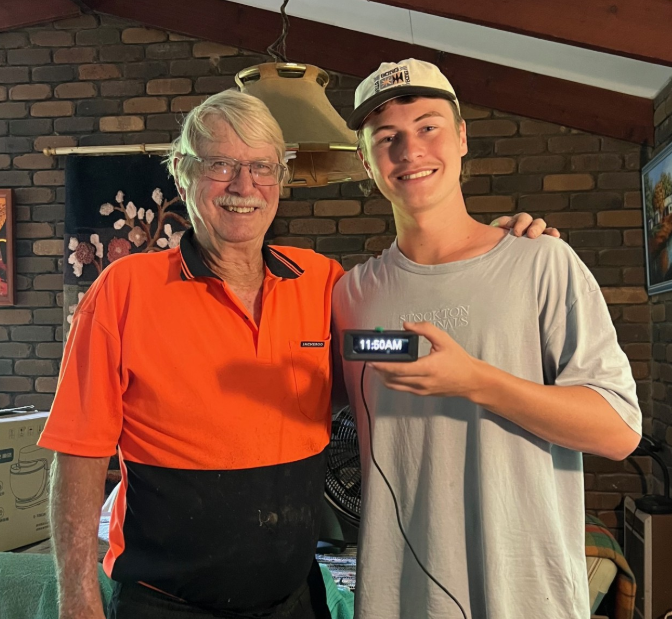 Kai Gould with his grandfather, the inspiration behind MedClock